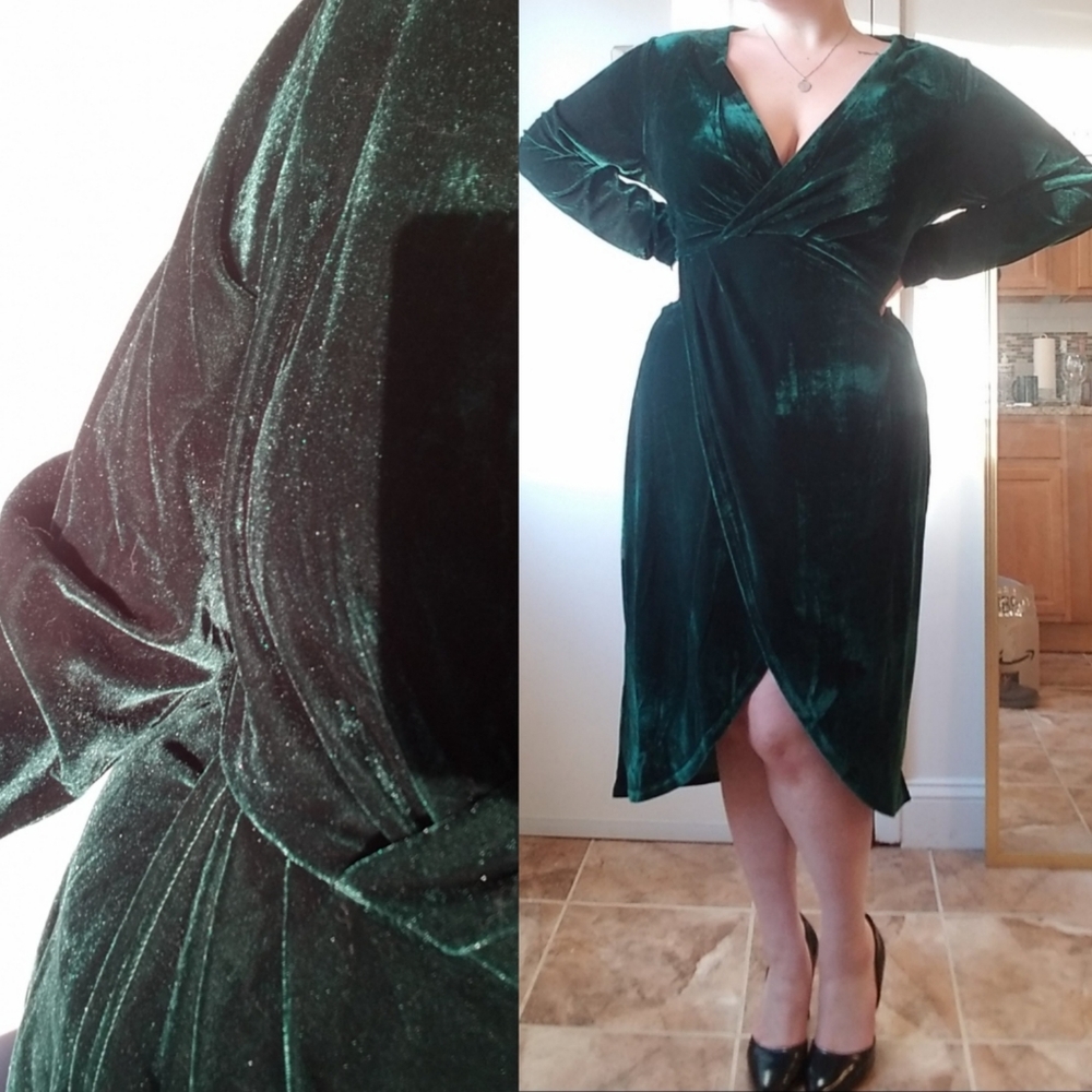 Green velvet dress